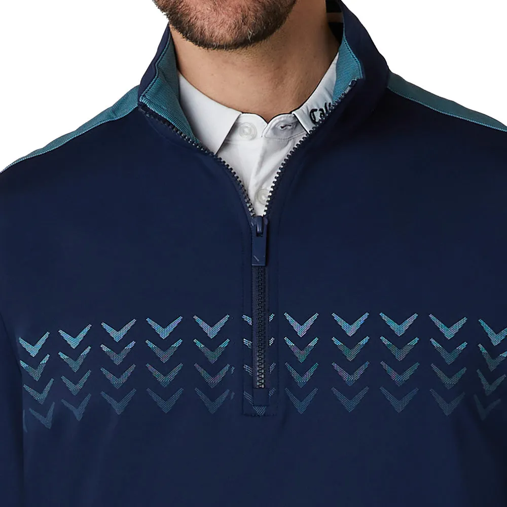 Callaway 1/4 Zip Block Chev Pullover - Peacoat Black Friday Sale Economical
