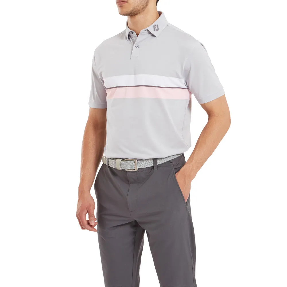 Independence Day Sale Footjoy Double Chest Band Pique Polo Shirt - Grey
