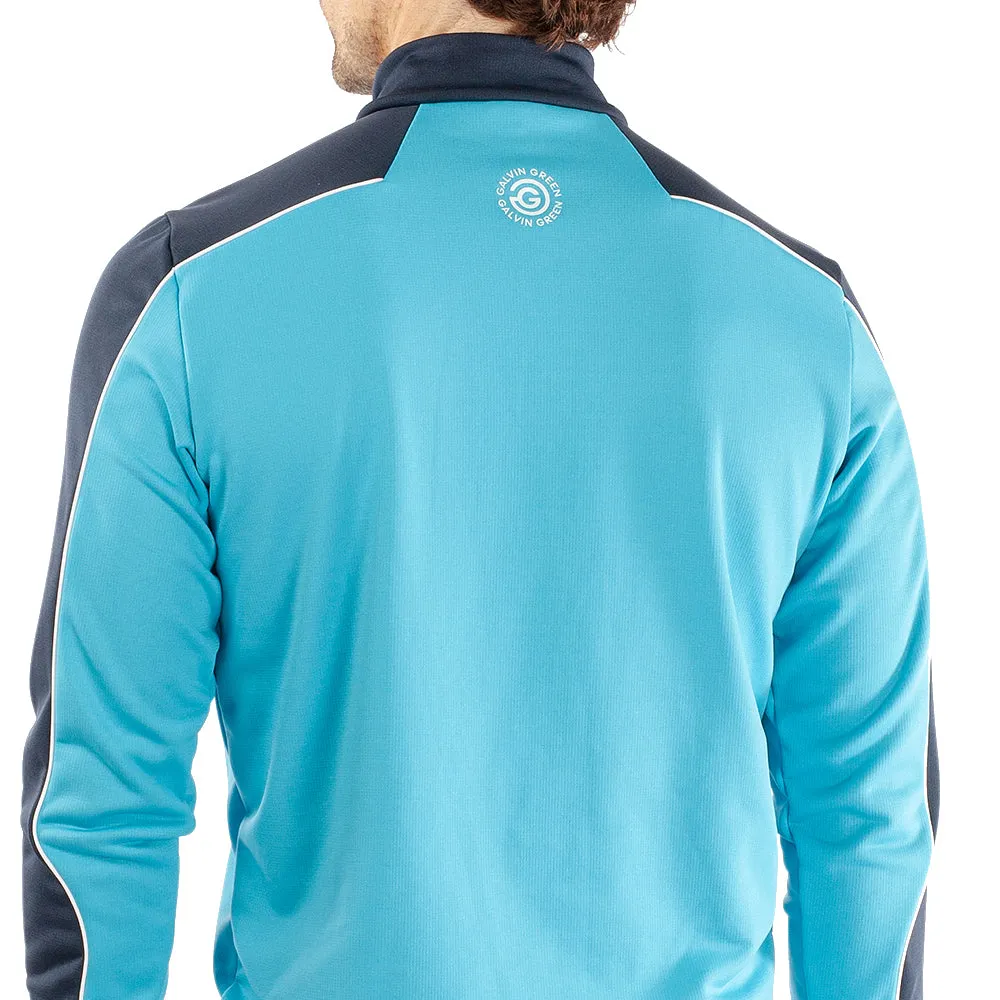 Galvin Green Dave 1/4 Zip Pullover - Aqua/Navy Power Every Step Christmas Day Sale