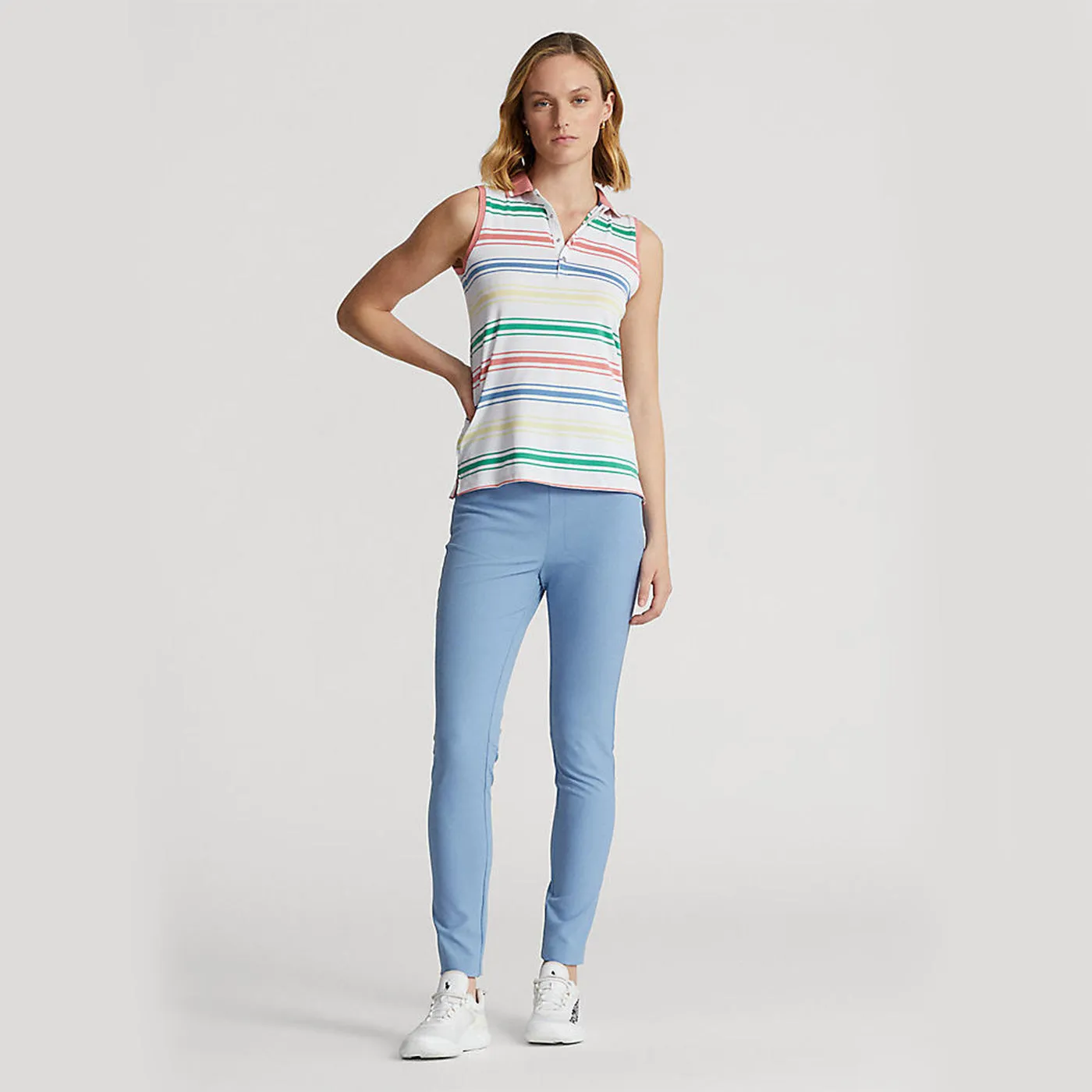 Unapologetically You Rlx Ralph Lauren Women'S Printed Airflow Sleeveless Golf Shirt - Pure White Multi
