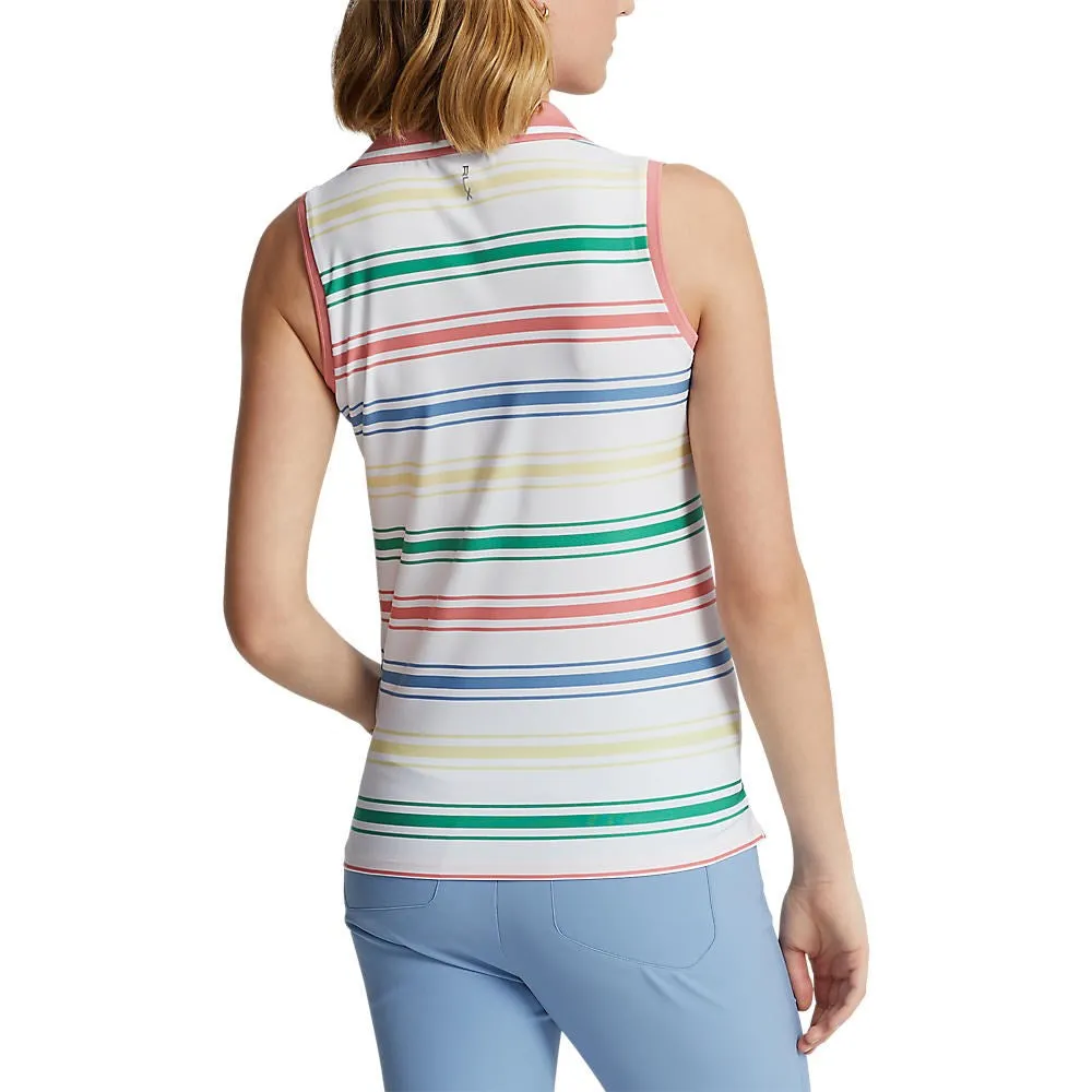 Rlx Ralph Lauren Women'S Printed Airflow Sleeveless Golf Shirt - Pure White Multi Hit Your Next Level