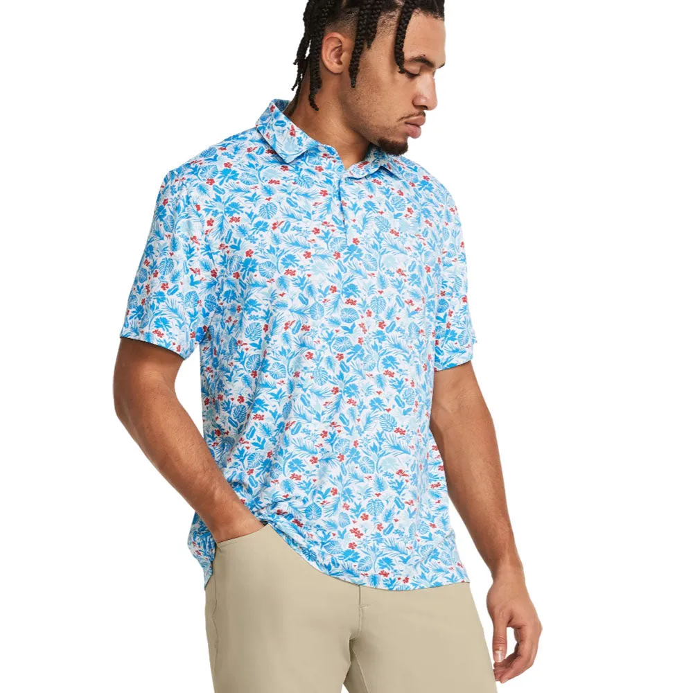 Under Armour Playoff 3.0 Printed Polo Shirt - White/Sky Blue/Sky Blue Autumn Sale Confidence Starts Here