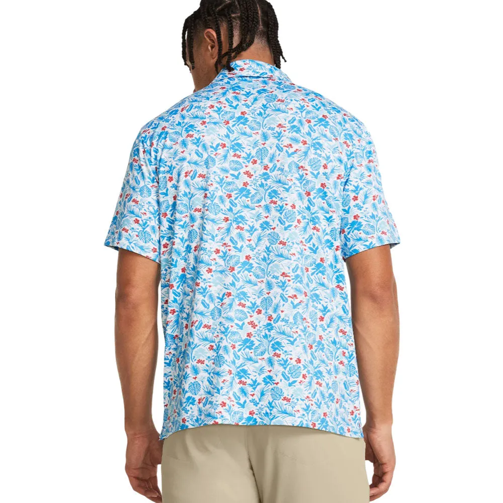 Under Armour Playoff 3.0 Printed Polo Shirt - White/Sky Blue/Sky Blue Autumn Sale All Saints' Day Sale