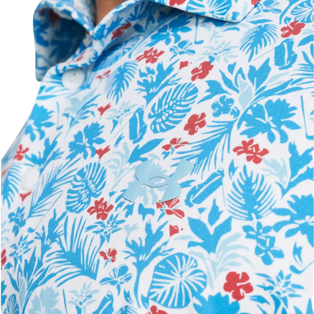 Game-Changer Footwear Under Armour Playoff 3.0 Printed Polo Shirt - White/Sky Blue/Sky Blue