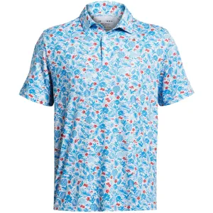 Under Armour Playoff 3.0 Printed Polo Shirt - White/Sky Blue/Sky Blue Fearlessly You