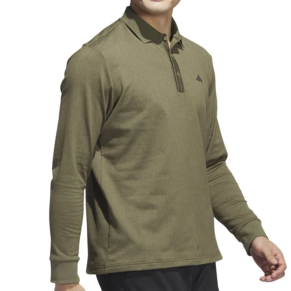 Adidas Essentials Heathered Long Sleeve Polo Shirt - Olive Strata Melange Fearlessly You Dress from the Feet Up