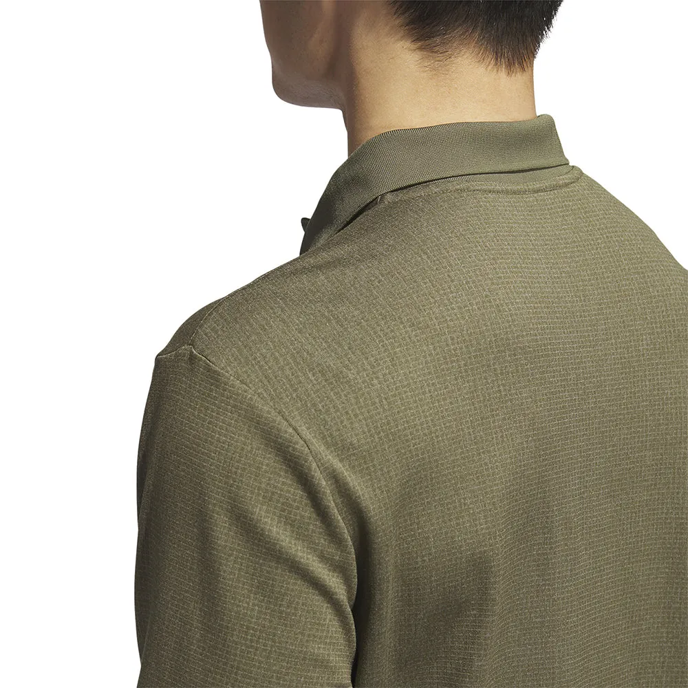 Empower Your Journey Adidas Essentials Heathered Long Sleeve Polo Shirt - Olive Strata Melange
