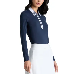 Thanksgiving Day Sale G/Fore Women'S Silky Tech 1/4 Zip Long Sleeve Golf Polo Shirt - Twilight