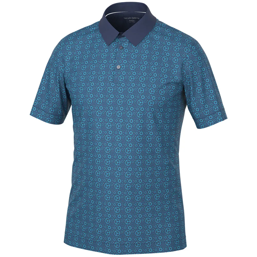 Galvin Green Miracle Polo Shirt - Aqua/Navy Steal Performance Unleashed