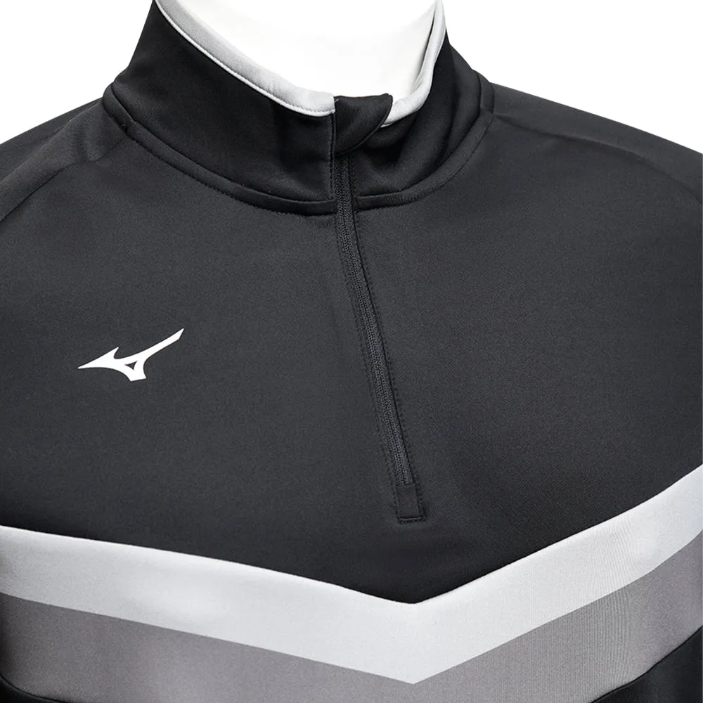Mizuno V Stripe 1/4 Zip Pullover - Black Keep Going Strong Step Into Strength