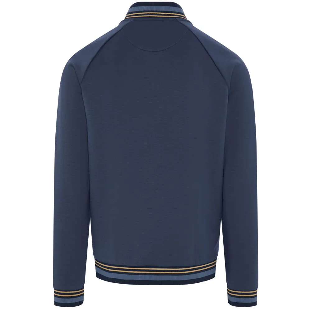 Original Penguin Full Zip Heritage Knit Track Jacket - Black Iris/Bijou Heather Designed to Dominate