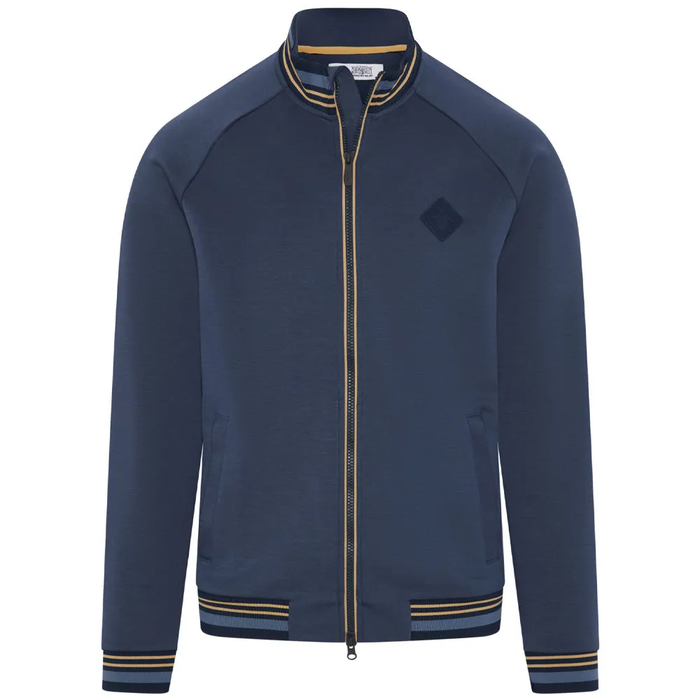 Steal Designed to Dominate Original Penguin Full Zip Heritage Knit Track Jacket - Black Iris/Bijou Heather