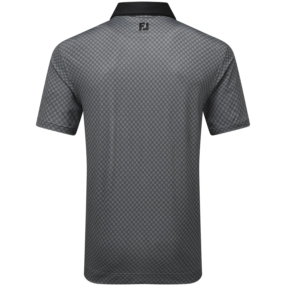Footjoy Checker Jacquard Polo Shirt - Black/White Born to Stand Out Dare to Lead