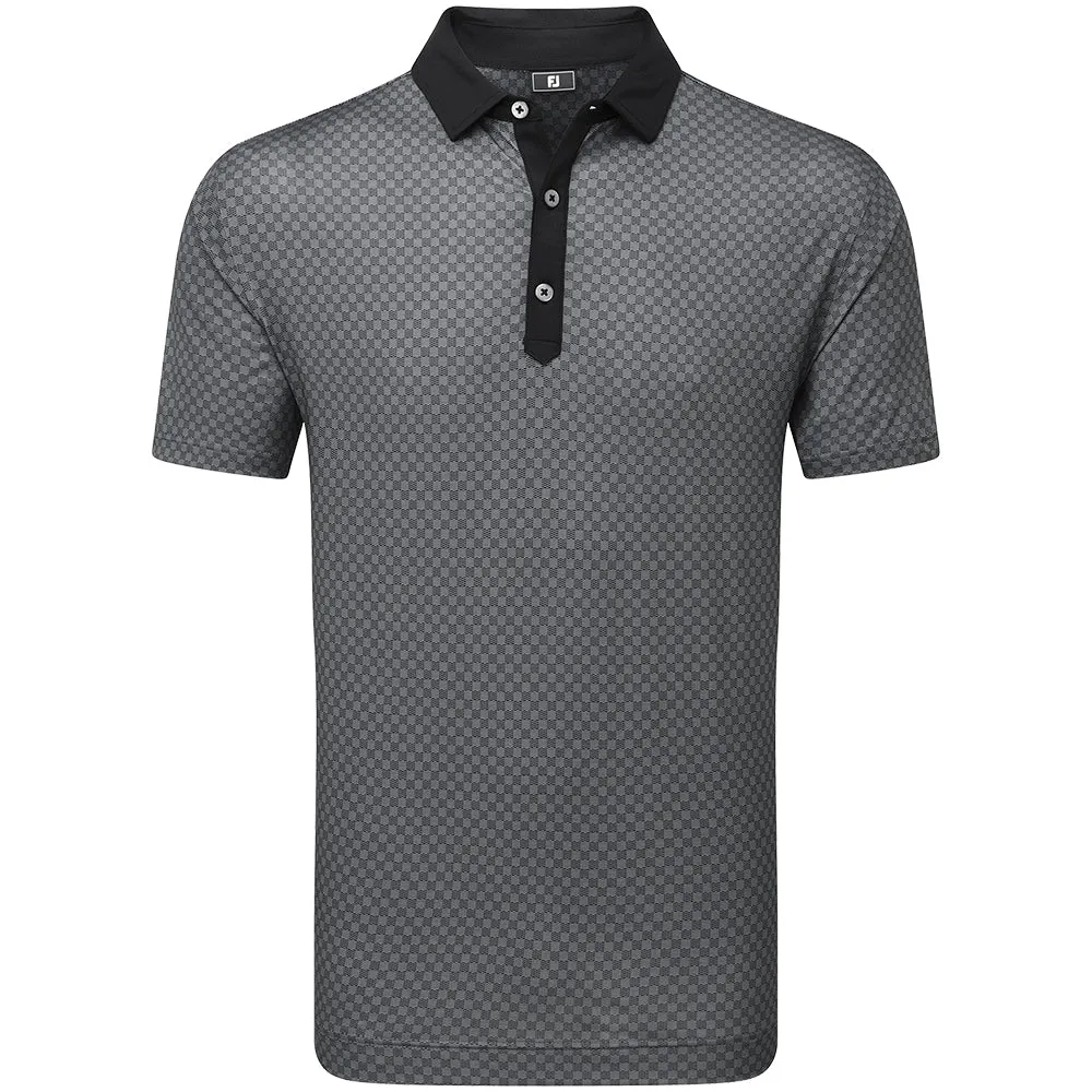 Made to Turn Heads Designed to Dominate Footjoy Checker Jacquard Polo Shirt - Black/White