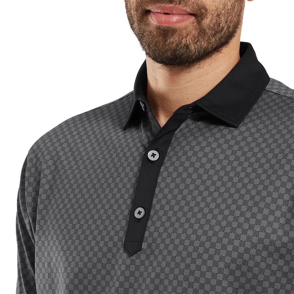 Rise Every Time Footjoy Checker Jacquard Polo Shirt - Black/White
