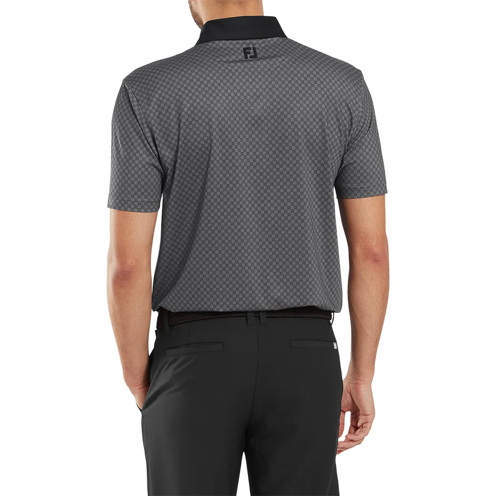 Footjoy Checker Jacquard Polo Shirt - Black/White Sweetest Day Sale