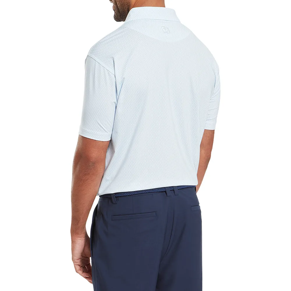 Footjoy Irongate Print Lisle Polo Shirt - White/Skyway Steal All Eyes on You