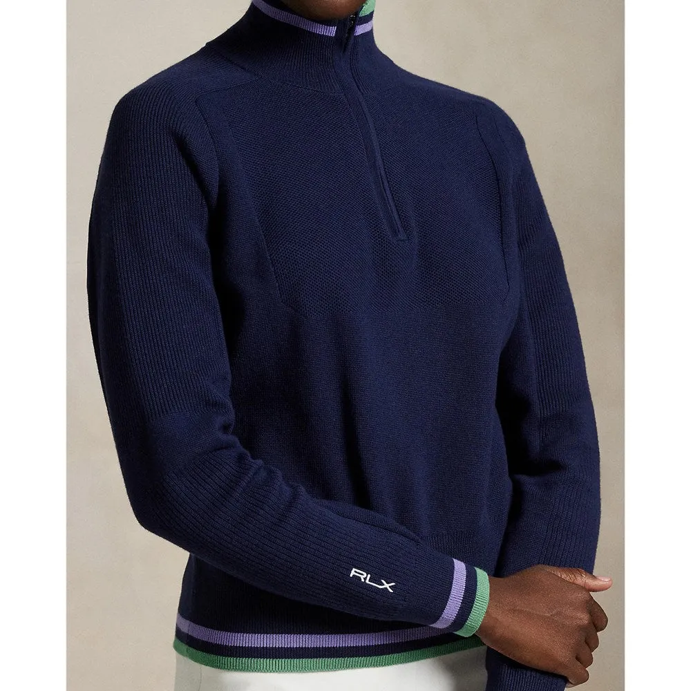 Walk Tall Rlx Ralph Lauren Women'S Coolmax Wool 1/4 Zip Pullover - Refined Navy