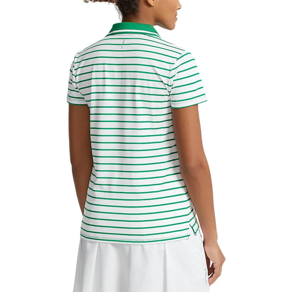Rlx Ralph Lauren Women'S Tour Perfomance Stripe Golf Polo Shirt - Pure White/Cruise Green Fairway Clearance Sale