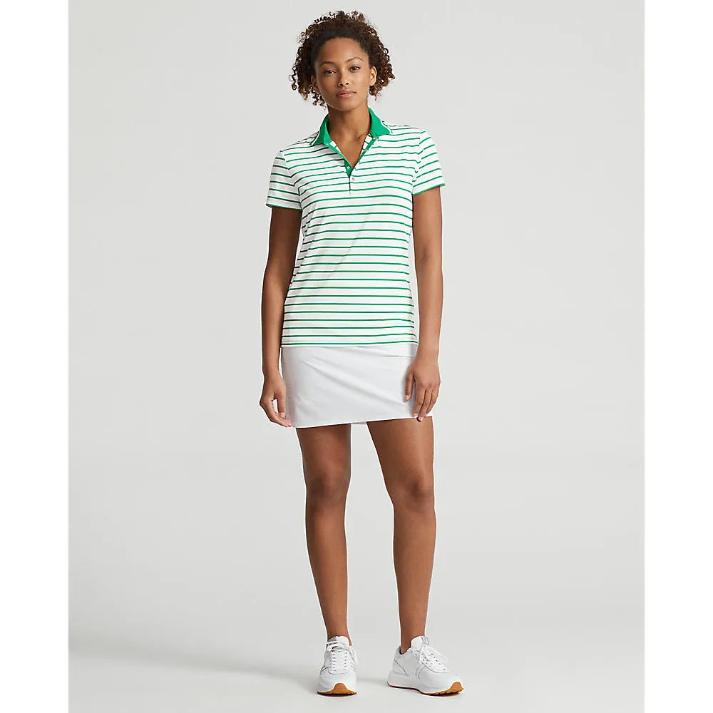 Rlx Ralph Lauren Women'S Tour Perfomance Stripe Golf Polo Shirt - Pure White/Cruise Green Fairway All Eyes on You Valentine's Day Sale