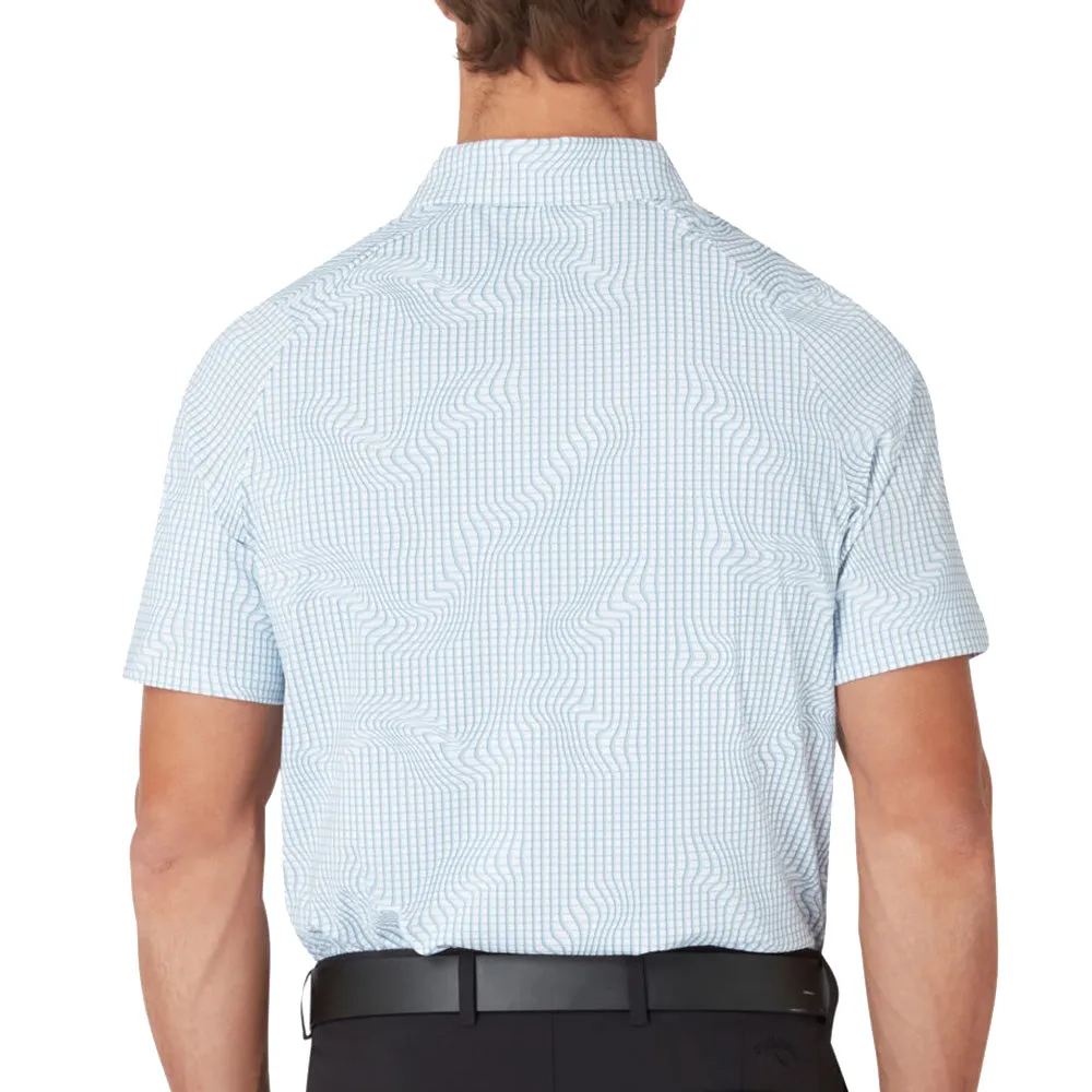 Callaway Warped Gingham Print Polo Shirt - Bright White Gear Up and Go