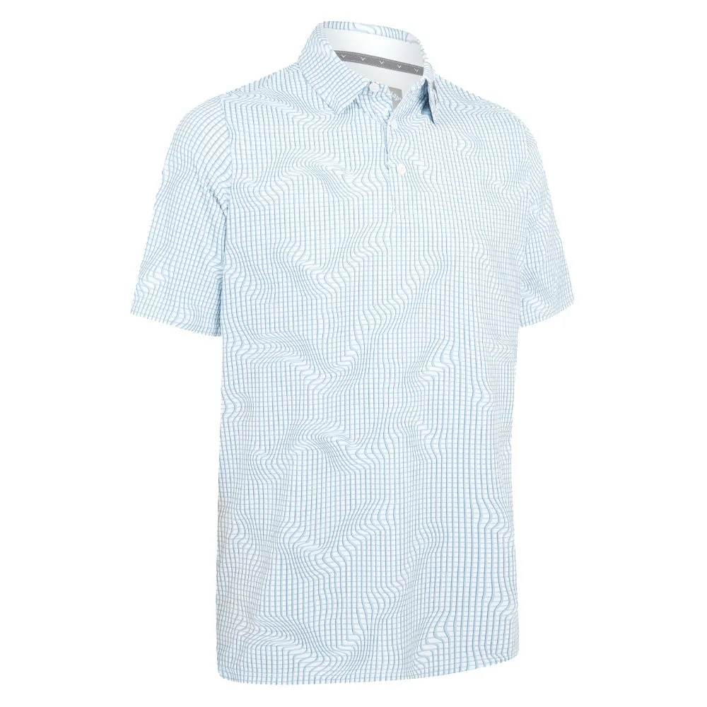 Callaway Warped Gingham Print Polo Shirt - Bright White Own Every Step