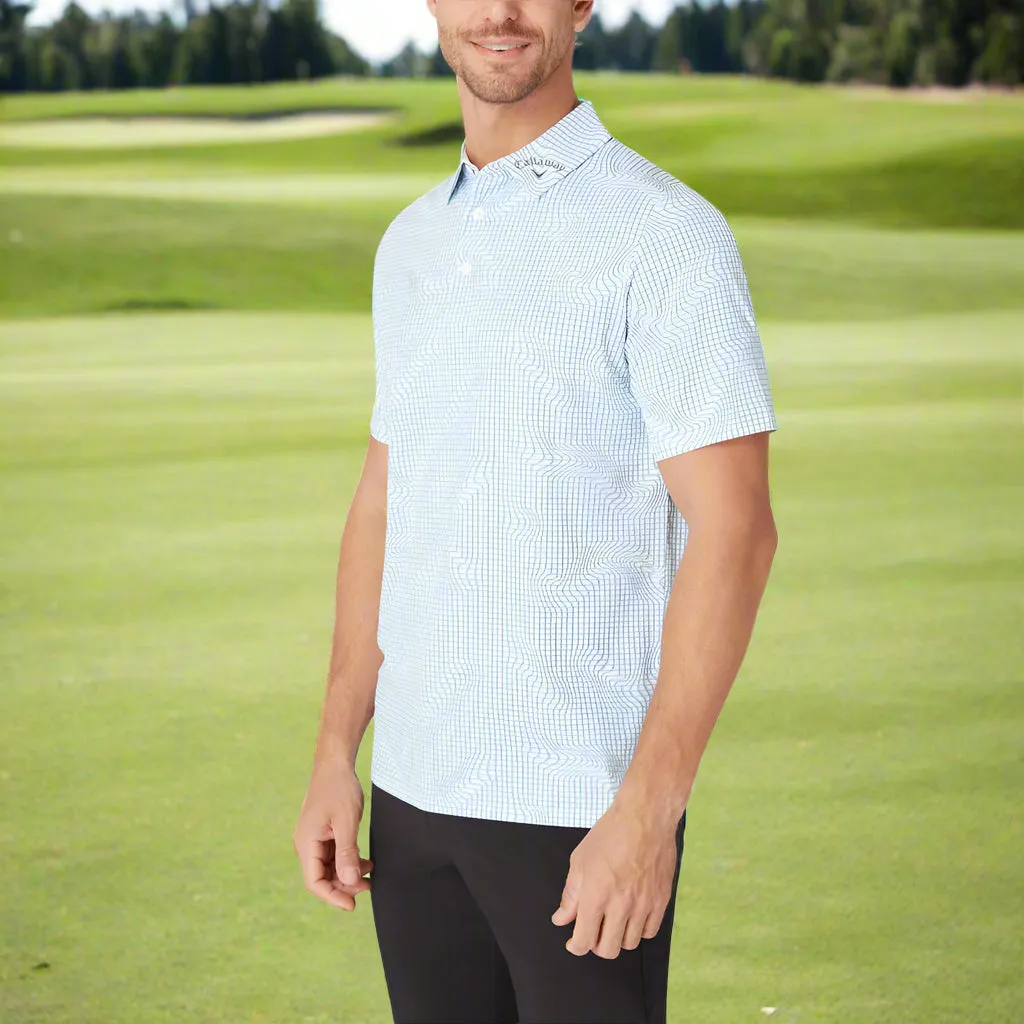 Define Your Own Way Callaway Warped Gingham Print Polo Shirt - Bright White