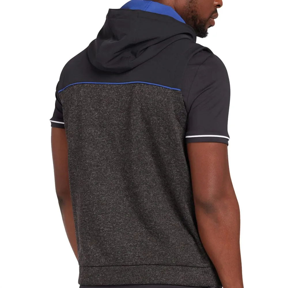 Clearance Sale Original Penguin Full Zip Heritage Mixed Media Hoodie Gilet - Dark Caviar Heather