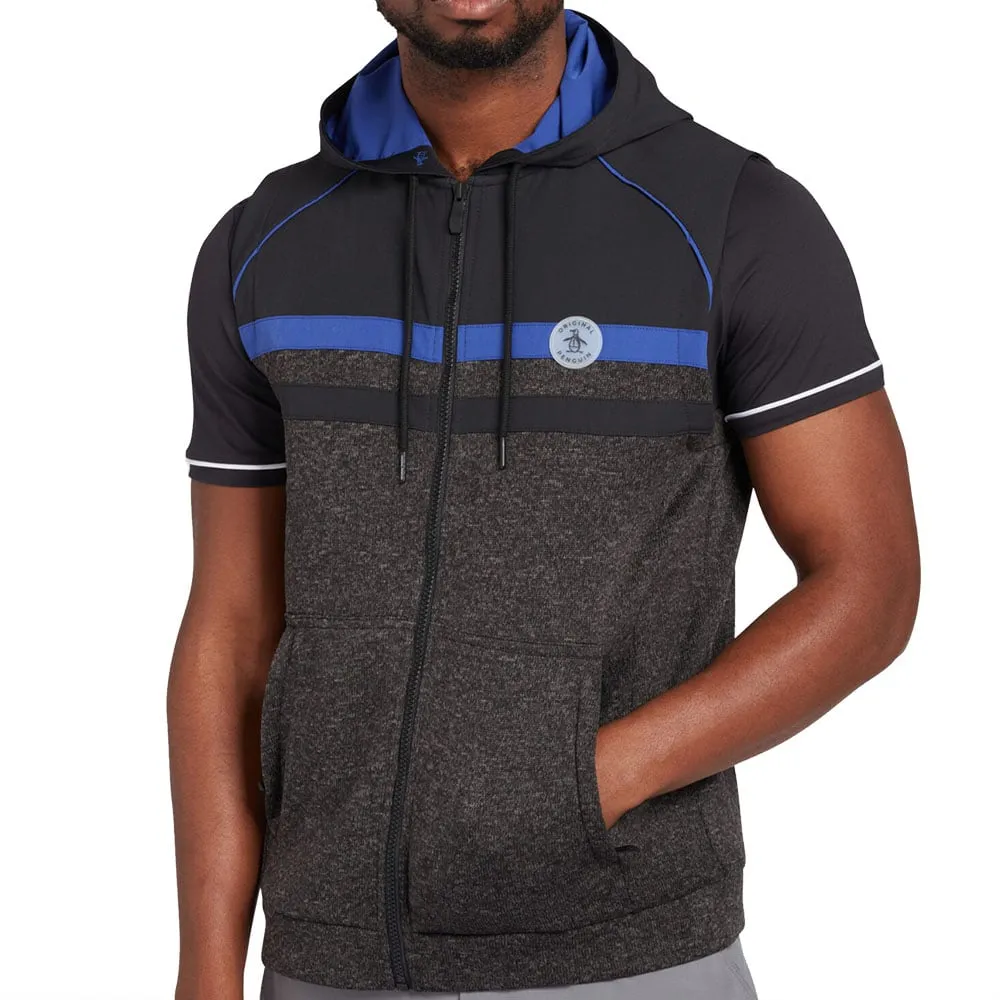 Performance Unleashed Power Every Step Original Penguin Full Zip Heritage Mixed Media Hoodie Gilet - Dark Caviar Heather