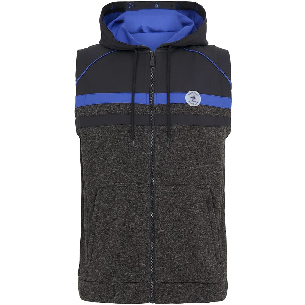 Fuel Your Fire Great Value Original Penguin Full Zip Heritage Mixed Media Hoodie Gilet - Dark Caviar Heather