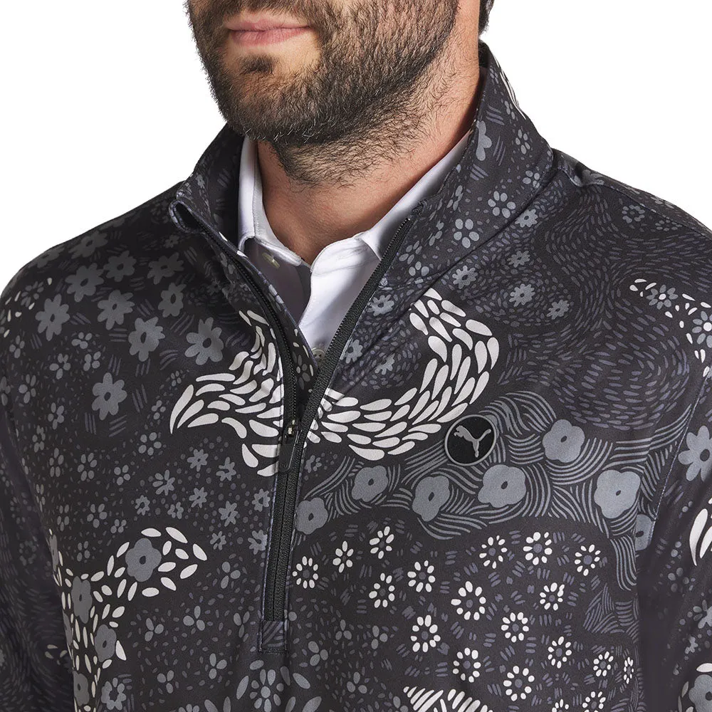 Limited Time Offer Game-Changer Footwear Puma Cloudspun Bloom Camo 1/4 Zip Sweater - Puma Black/Slate Sky