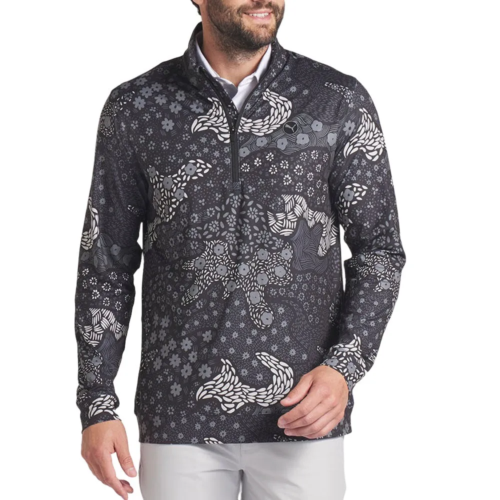 Puma Cloudspun Bloom Camo 1/4 Zip Sweater - Puma Black/Slate Sky Born to Stand Out Empower Your Journey