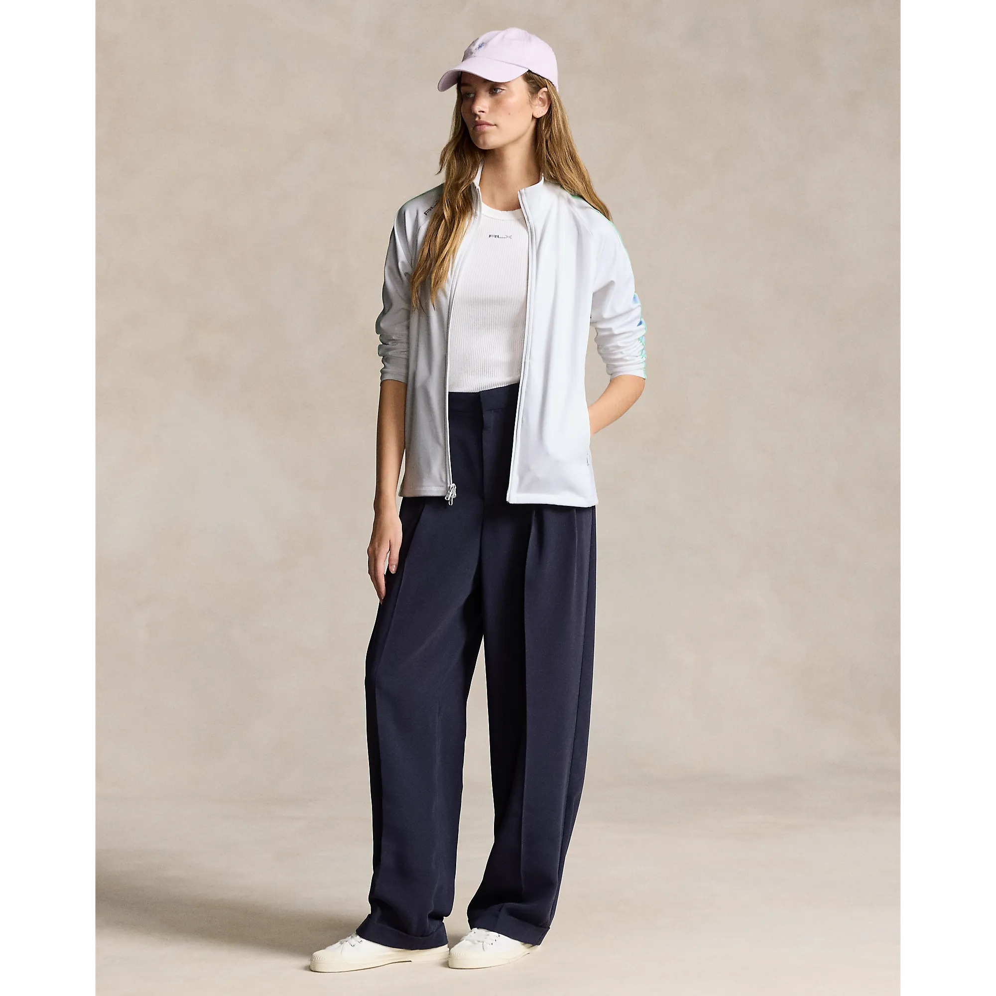 Never Just Walk Rlx Ralph Lauren Women'S Power Stretch Full-Zip Golf Jacket - Ceramic White