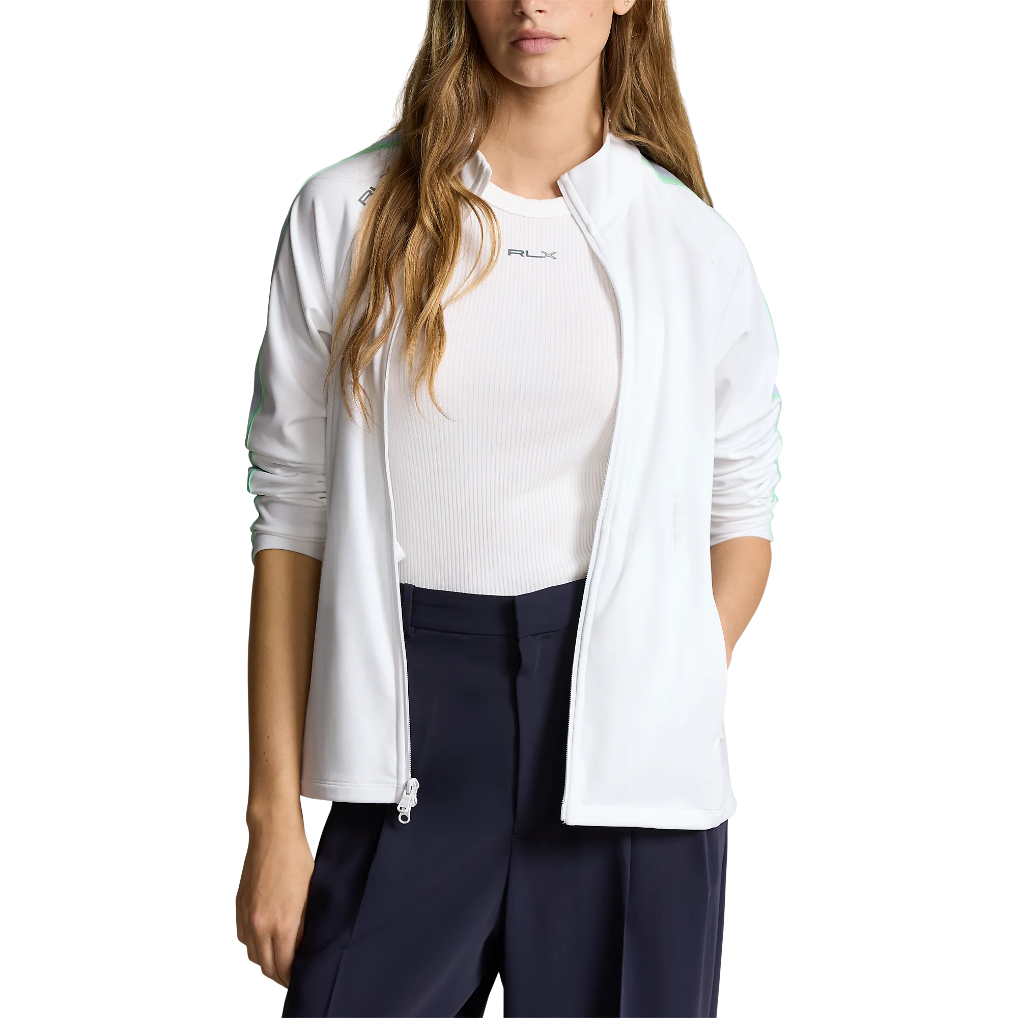 Not for the Ordinary Rlx Ralph Lauren Women'S Power Stretch Full-Zip Golf Jacket - Ceramic White