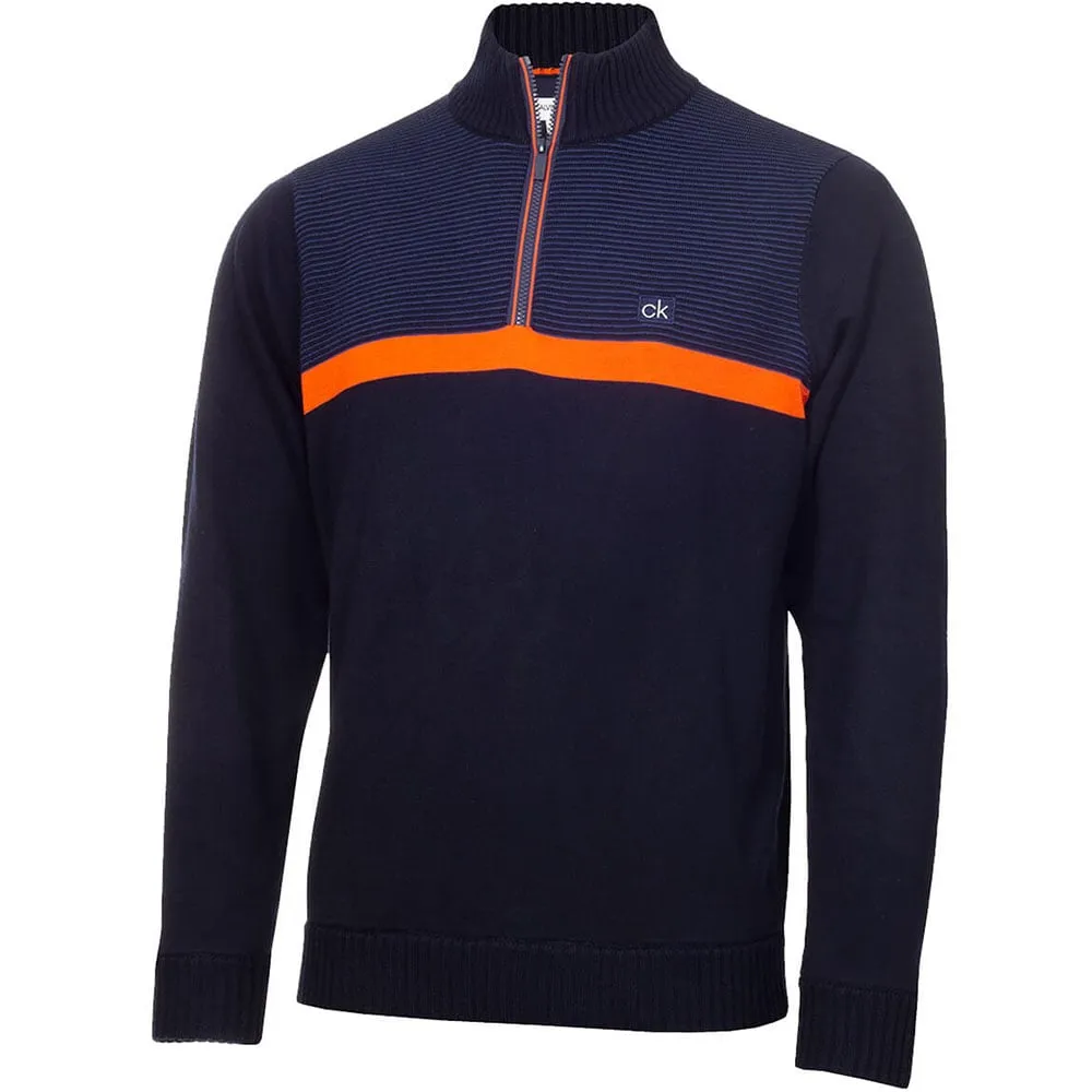 Calvin Klein Magnet 1/2 Zip Lined Sweater - Navy/Blaze Loud Looks, Smooth Moves