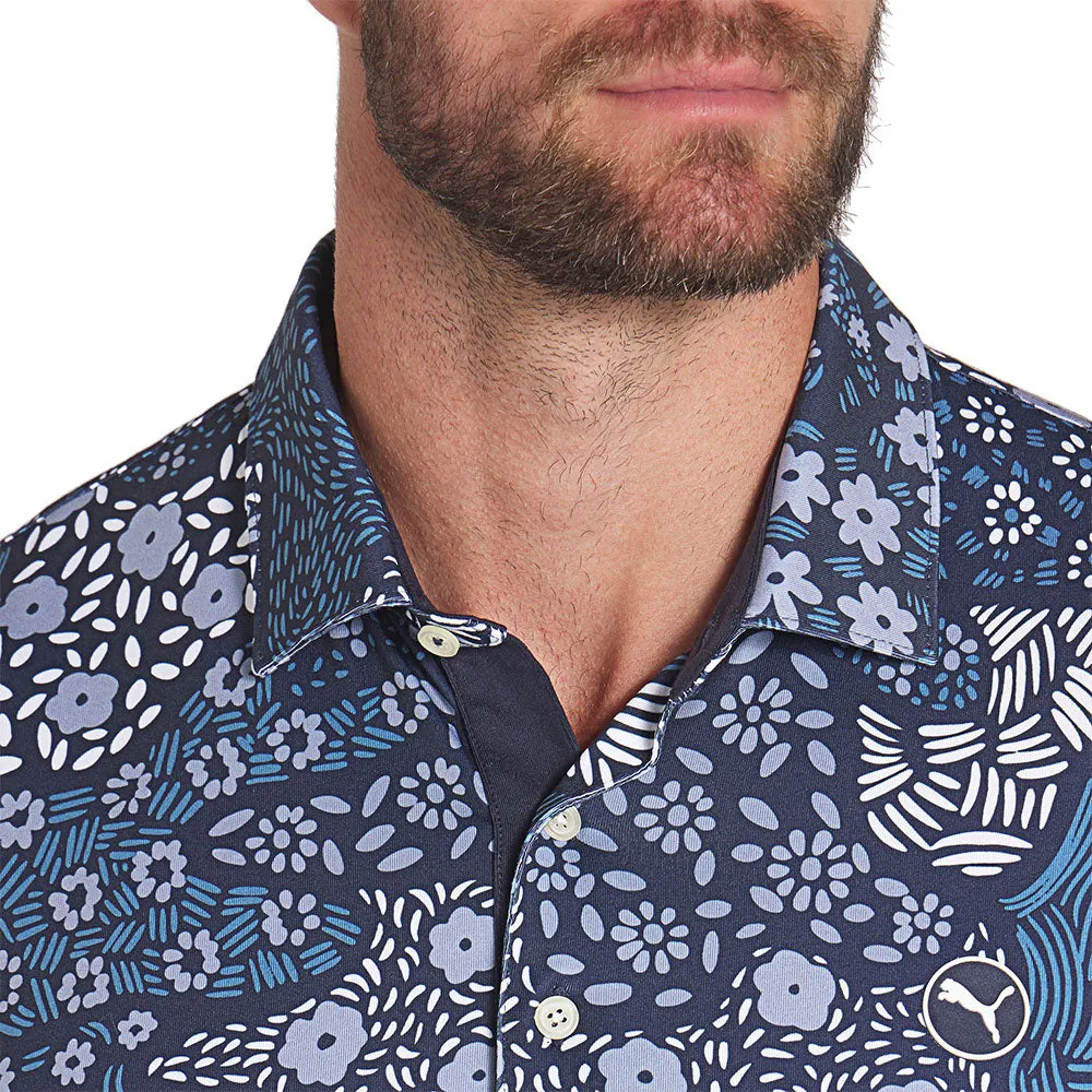 Puma Cloudspun Bloom Camo Polo Shirt - Lc - Deep Navy All Saints' Day Sale