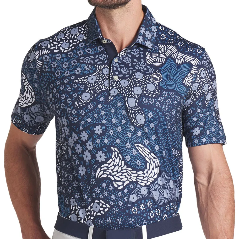Puma Cloudspun Bloom Camo Polo Shirt - Lc - Deep Navy Christmas Eve Sale Great Value