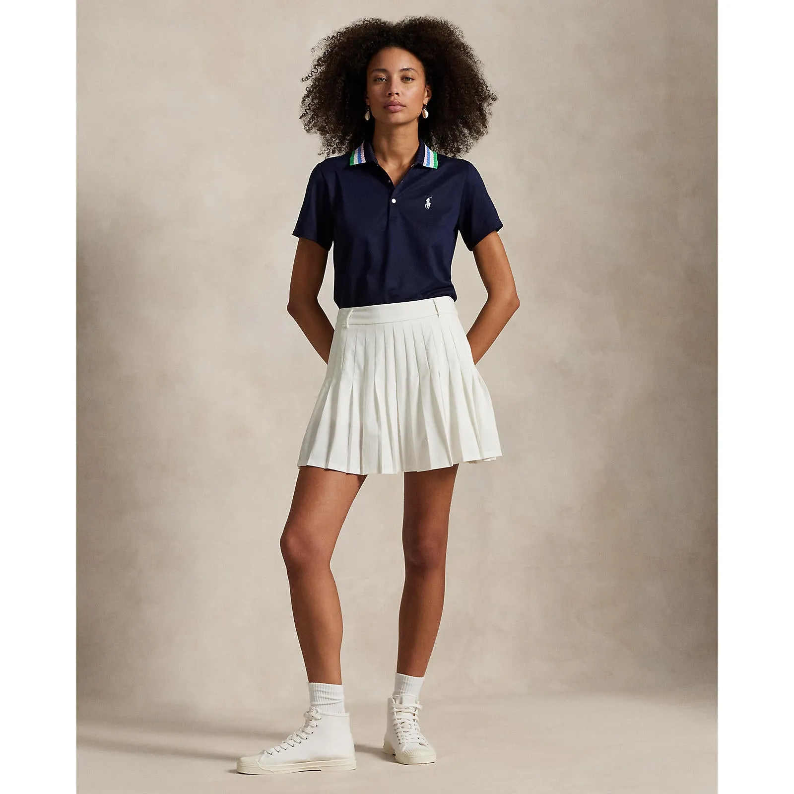 Dress from the Feet Up Rlx Ralph Lauren Women'S Tour Pique Knit-Collar Polo Golf Shirt - Refined Navy/Tiller Green Multi