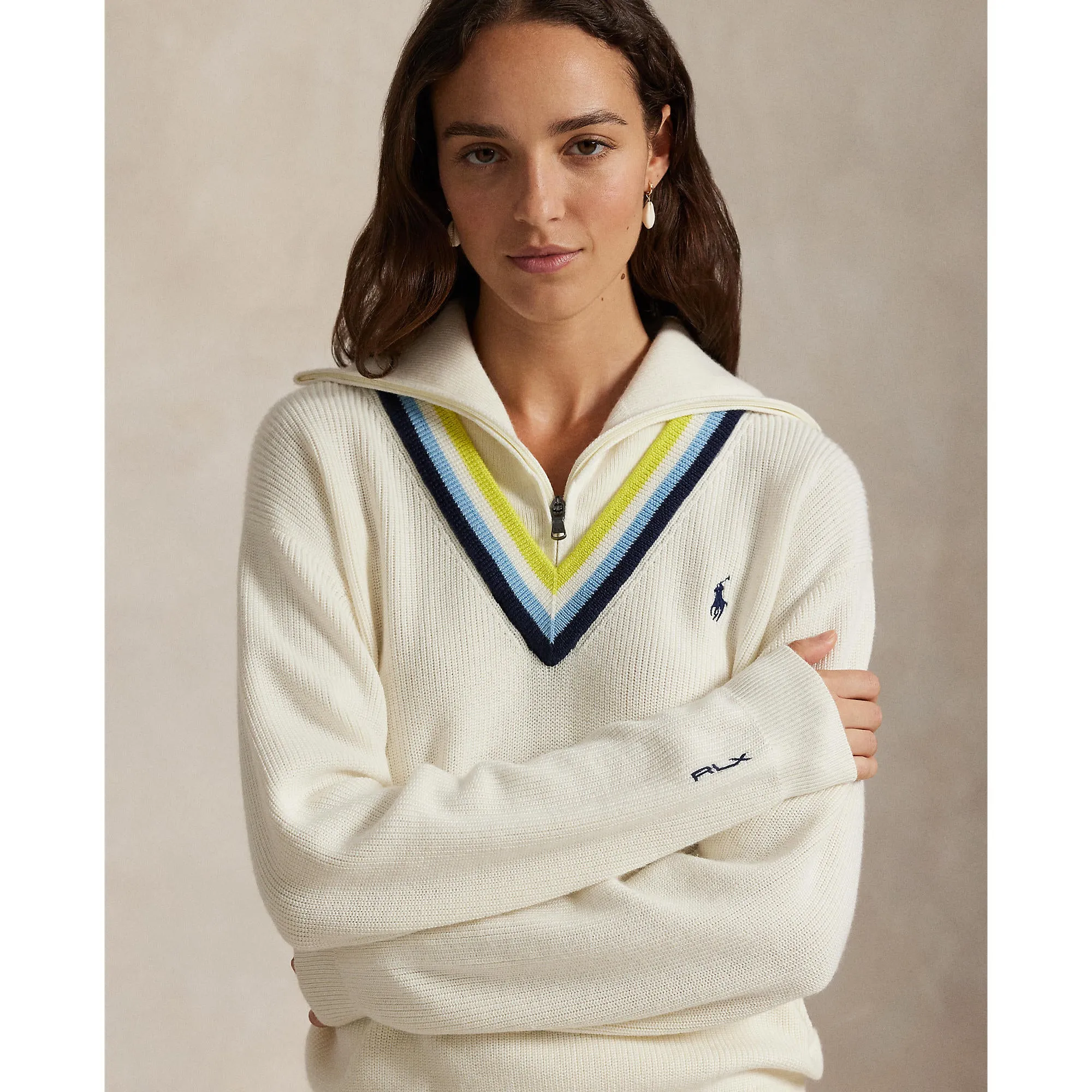 Rule the Streets Engineered for Speed Rlx Ralph Lauren Women'S Wool Blend Sweater Pullover - Antique White