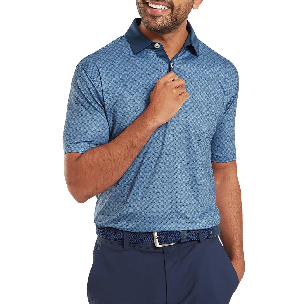 Footjoy Checker Jacquard Polo Shirt - Dark Denim/White Feel the Energy