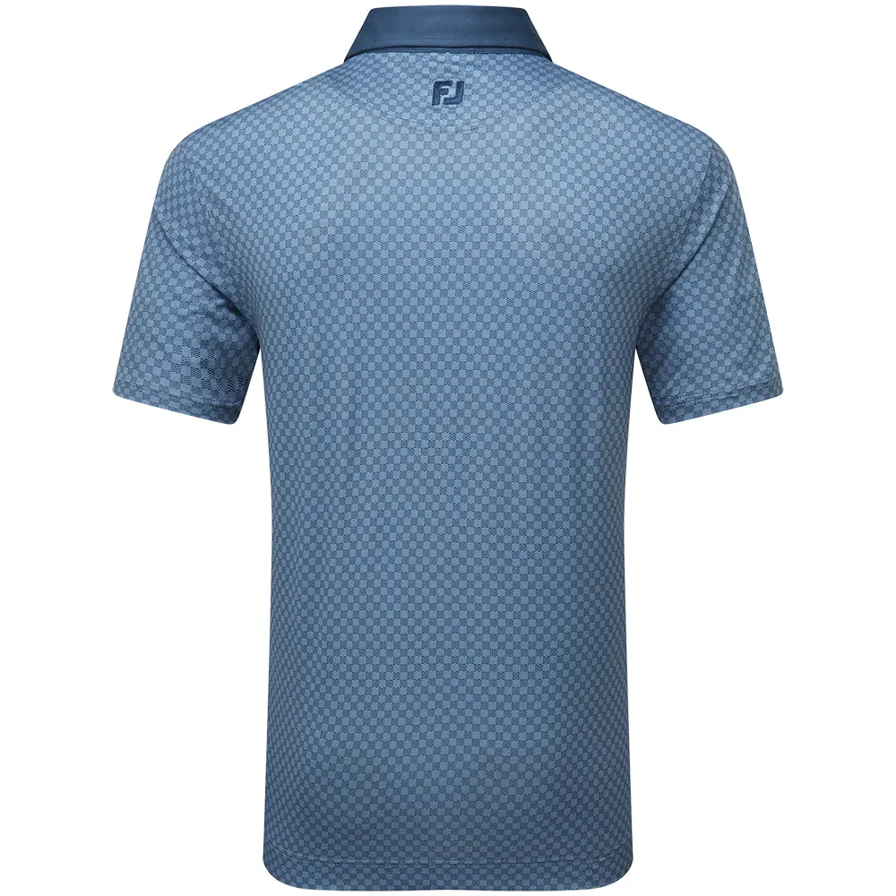 Great Value Footjoy Checker Jacquard Polo Shirt - Dark Denim/White