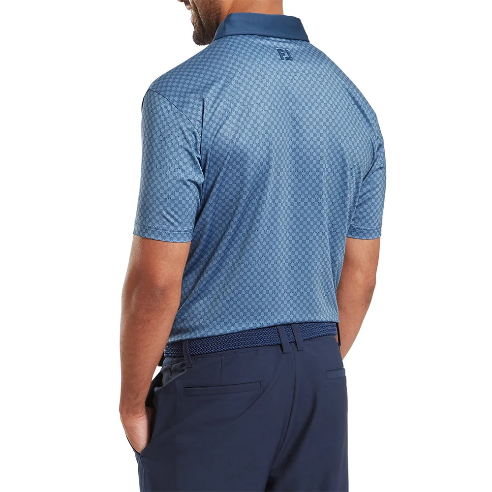 Footjoy Checker Jacquard Polo Shirt - Dark Denim/White Great Value Halloween Sale