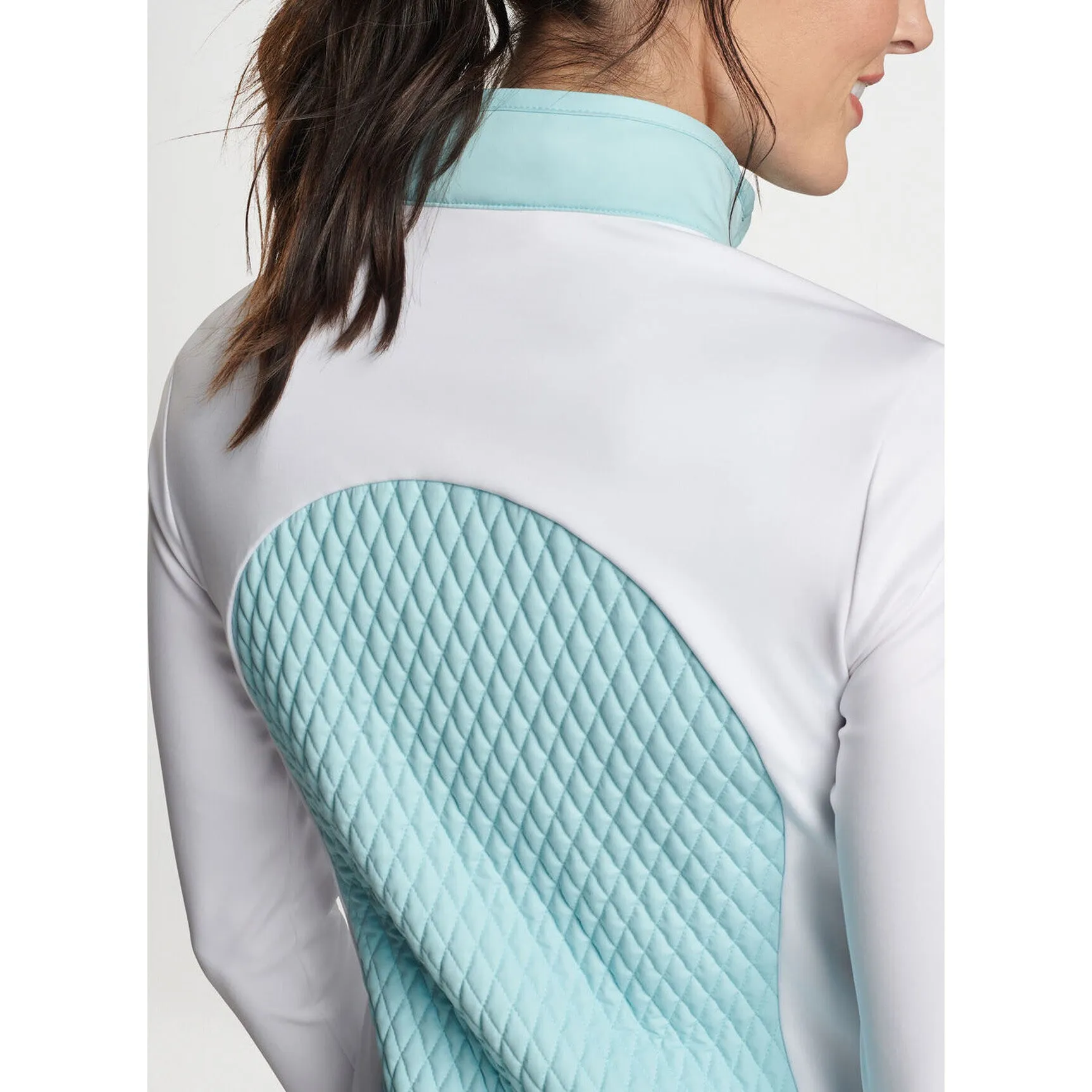 Peter Millar Women'S Merge Hybrid Golf Jacket - Blue Spruce/ White Walk Tall Budget Friendly