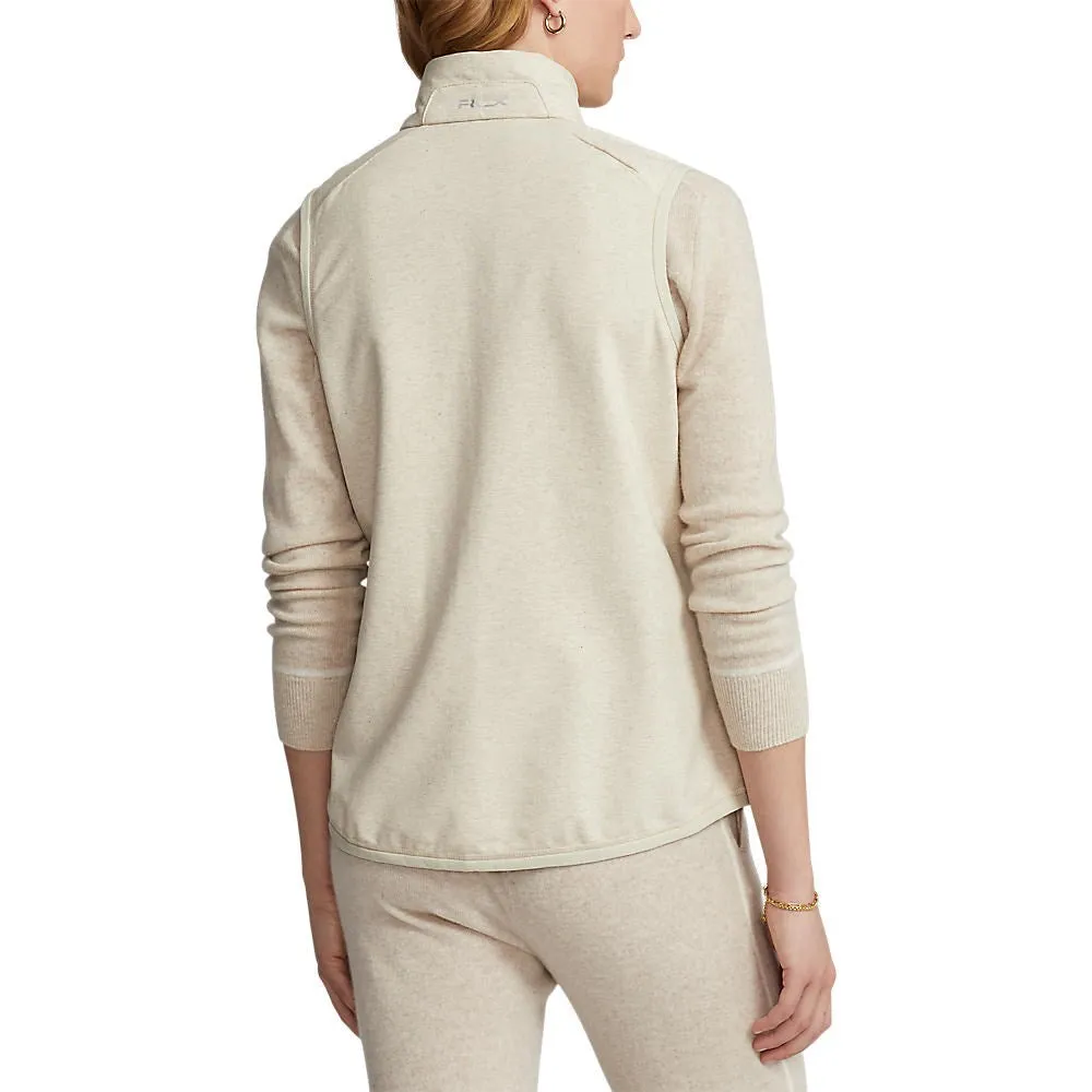 Dare to Lead Rlx Ralph Lauren Women'S Tech Terry Full Zip Golf Vest - Sand Heather/Hatteras Blue