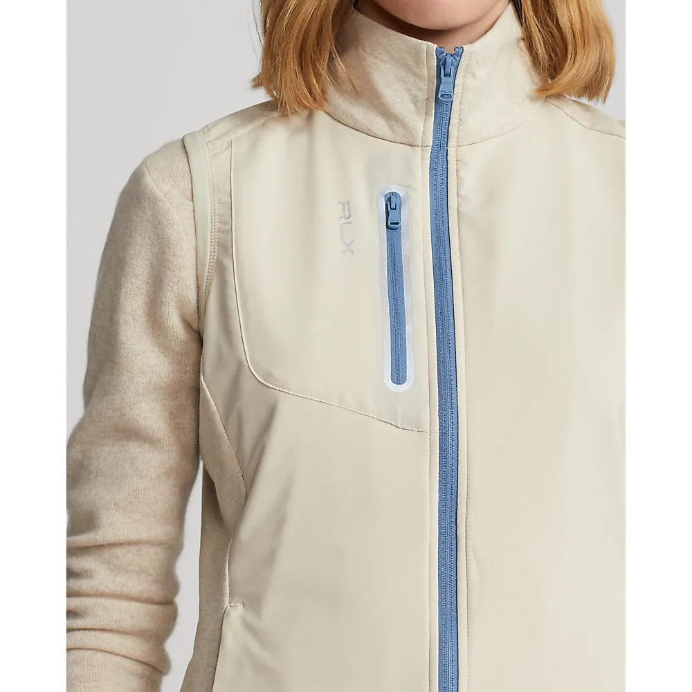 Labor Day Sale Power Every Step Rlx Ralph Lauren Women'S Tech Terry Full Zip Golf Vest - Sand Heather/Hatteras Blue