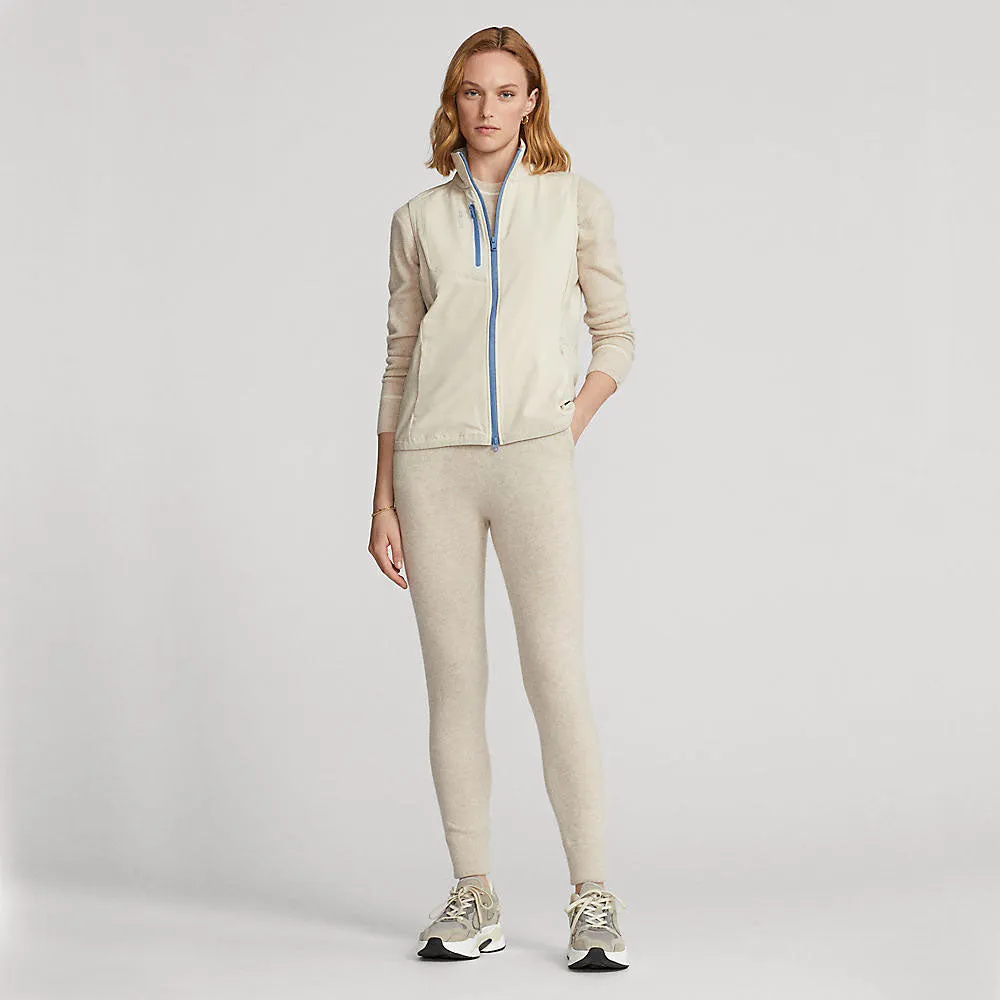 Rlx Ralph Lauren Women'S Tech Terry Full Zip Golf Vest - Sand Heather/Hatteras Blue Dare to Lead
