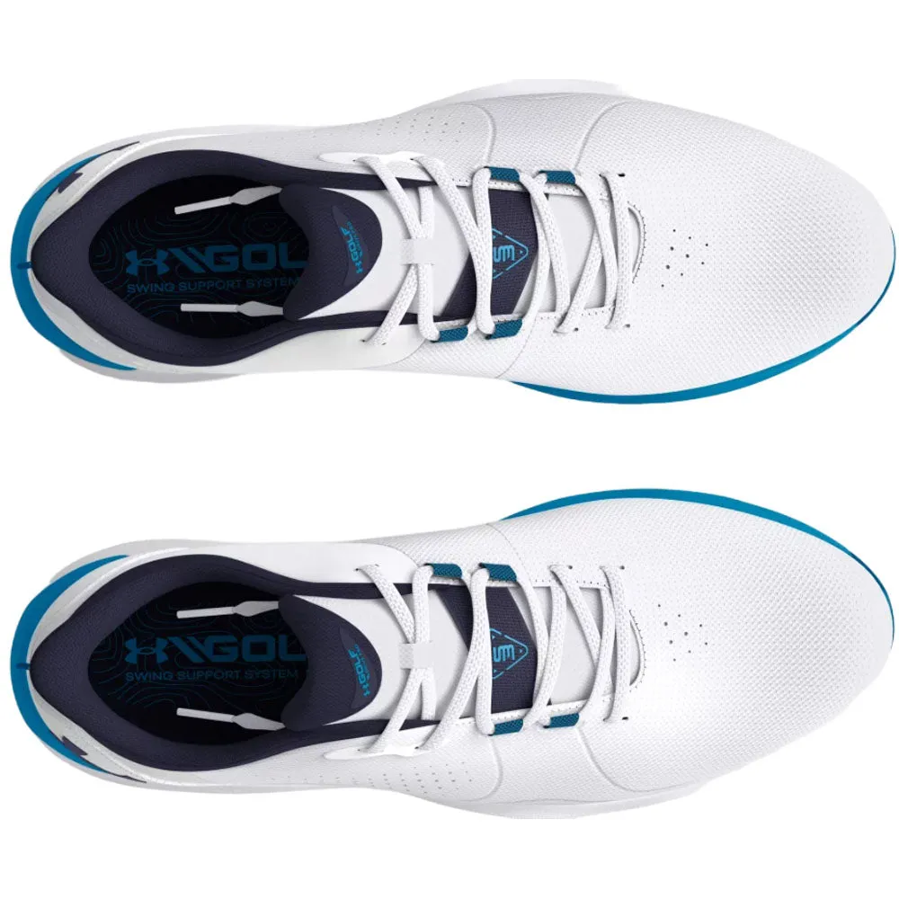 Christmas Day Sale Under Armour Drive Pro Spiked Waterproof Shoes - White/Capri/Midnight Navy