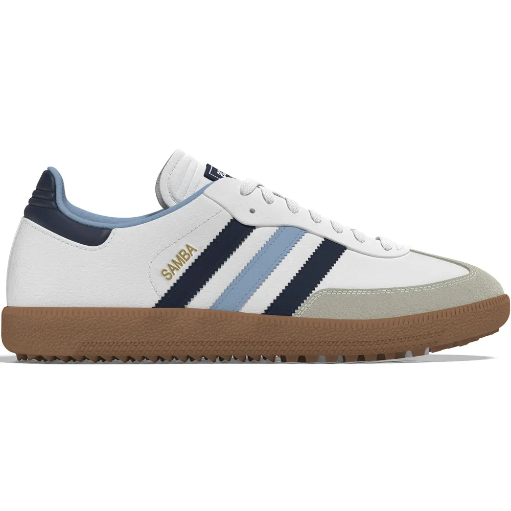Power Every Step Adidas Golf Originals Samba Golf Spikeless Waterproof Shoes - White/Indigo/Clear Sky