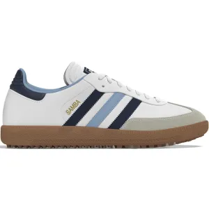 Power Every Step Adidas Golf Originals Samba Golf Spikeless Waterproof Shoes - White/Indigo/Clear Sky