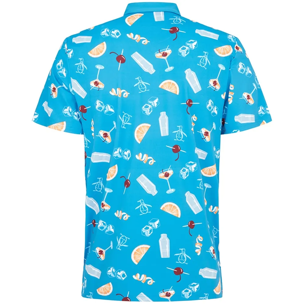 Labor Day Sale Christmas Eve Sale Original Penguin All-Over Oversize Polo Shirt - Mediterranean Blue